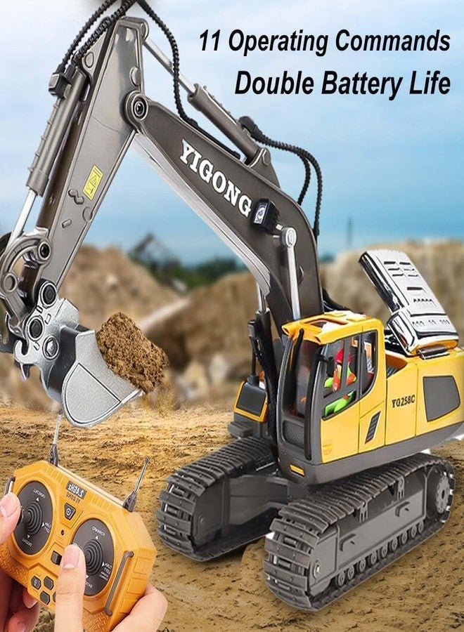 JOYJAY 1:20 Scale Remote Control Excavator Toy for 6-12 yr Boys, Best Birthday Gifts for Kids 7 8 9 10 11 Year Old, RC Construction Toys with Metal Shovel, Lights, Sounds 2.4Ghz -Multicolor - Image 5